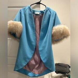 Claralura original California wool open jacket fur trim